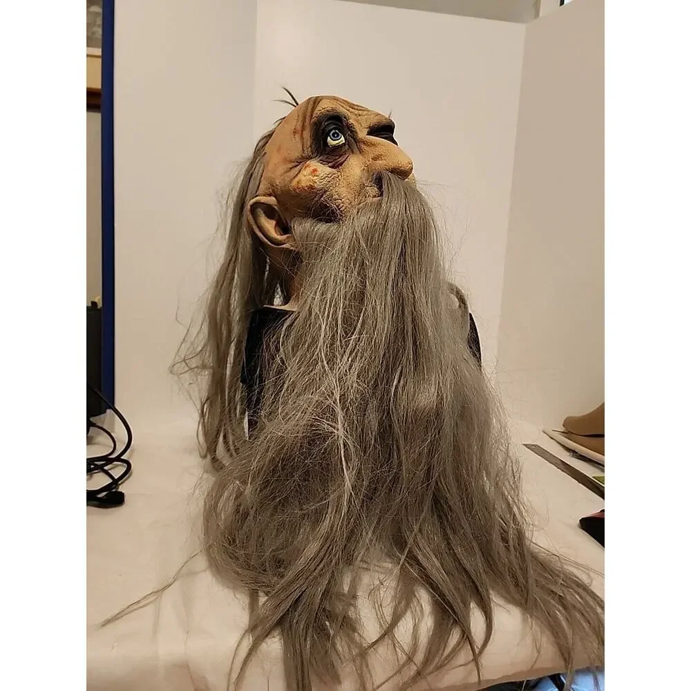 TROLL MASK 1996 Vintage LONG HAIR & BEARD LOTR Old Man PAPER MAGIC GROUP Prop